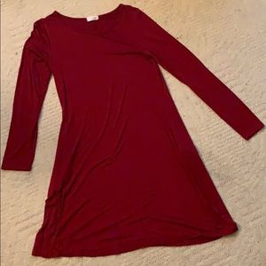 Long sleeve red dress with pockets